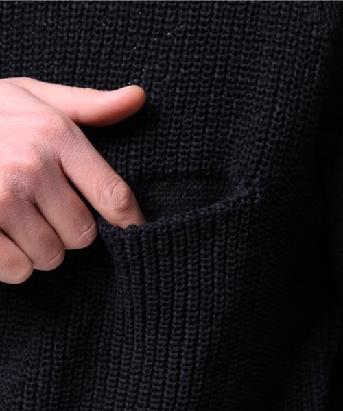 CIAOPANIC（チャオパニック）の「【Ciaopanic】T/C畦ポケ付P/O（ニット/セーター・メンズ・ネイビー/アイボリー・MEDIUM/LARGE）」の9枚目の写真