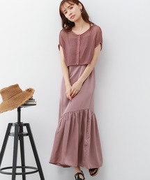 mysty woman | メッシュトップス2Pキャミワンピース 297283(ワンピース)