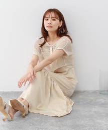 mysty woman | メッシュトップス2Pキャミワンピース 297283(ワンピース)