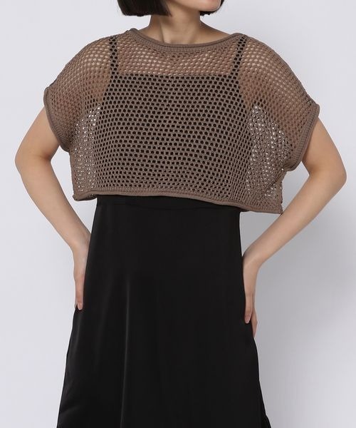 mysty woman(ミスティウーマン)の「メッシュトップス2Pキャミワンピース 297283(ワンピース・レディース・ブラック/ブラウン/ライトベージュ/ピンク系その他・FREE)」の17枚目の写真