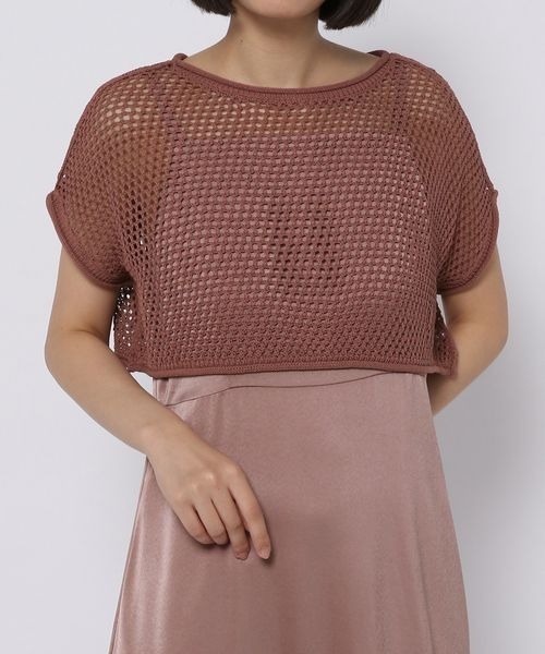 mysty woman(ミスティウーマン)の「メッシュトップス2Pキャミワンピース 297283(ワンピース・レディース・ブラック/ブラウン/ライトベージュ/ピンク系その他・FREE)」の13枚目の写真