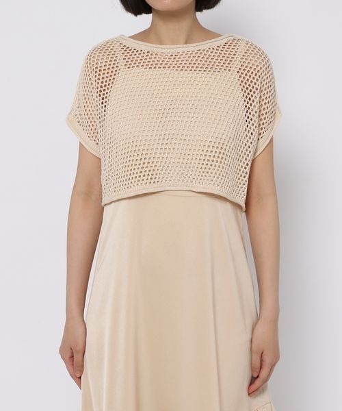 mysty woman(ミスティウーマン)の「メッシュトップス2Pキャミワンピース 297283(ワンピース・レディース・ブラック/ブラウン/ライトベージュ/ピンク系その他・FREE)」の18枚目の写真