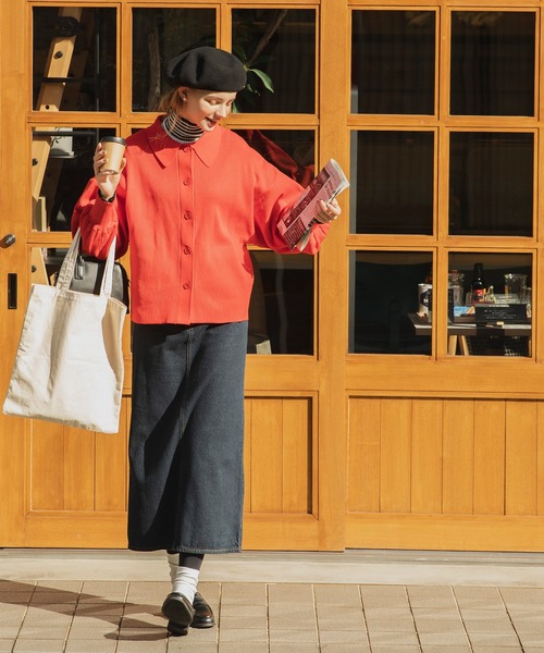 BONLECILL（ボンルシール）の「バックスリットデニムロングタイトスカート（デニムスカート・レディース・ブラック/ネイビー/ブルー/アイボリー/ブルー系1・FREE）」の12枚目の写真