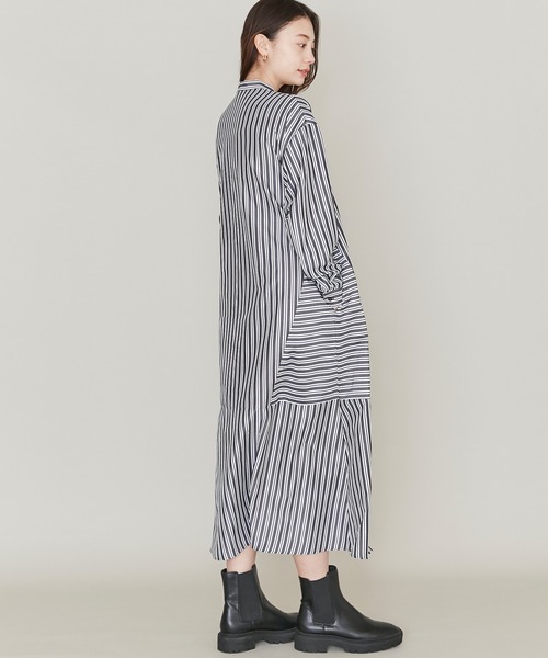 LAVEANGE(ラビアンジェ)の「ストライプ切替シャツワンピース(シャツワンピース・レディース・グリーン/ブラック/ネイビー・5L/LL/3L/4L/M)」の9枚目の写真