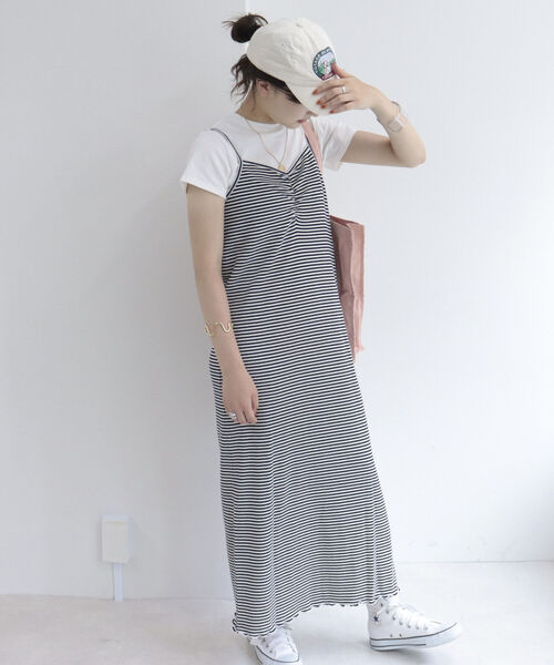 fredy emue（フレディエミュ）の「ボーダーリブタイトキャミワンピース（ワンピース・レディース・ホワイト系その他/グリーン系その他/パープル系その他/ピンク系その他・38）」の6枚目の写真