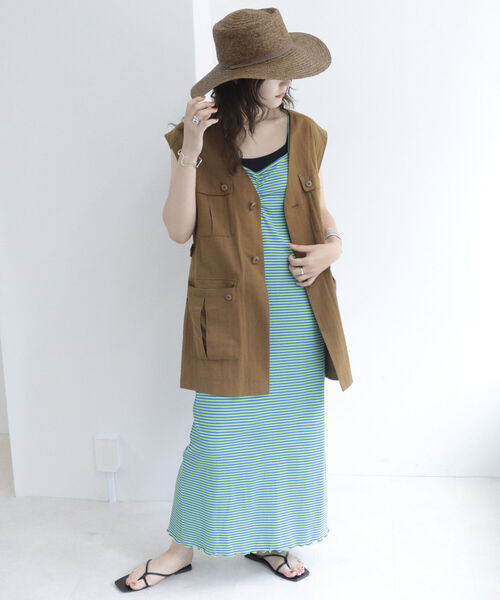 fredy emue（フレディエミュ）の「ボーダーリブタイトキャミワンピース（ワンピース・レディース・ホワイト系その他/グリーン系その他/パープル系その他/ピンク系その他・38）」の17枚目の写真