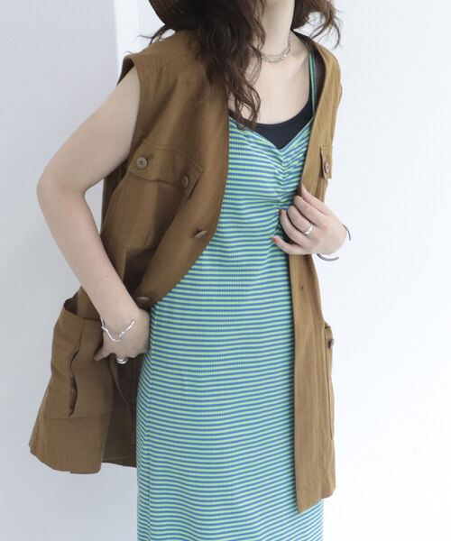 fredy emue（フレディエミュ）の「ボーダーリブタイトキャミワンピース（ワンピース・レディース・ホワイト系その他/グリーン系その他/パープル系その他/ピンク系その他・38）」の12枚目の写真