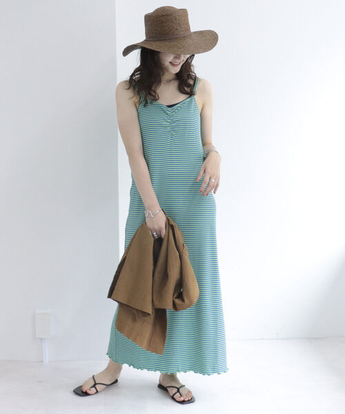 fredy emue（フレディエミュ）の「ボーダーリブタイトキャミワンピース（ワンピース・レディース・ホワイト系その他/グリーン系その他/パープル系その他/ピンク系その他・38）」の7枚目の写真