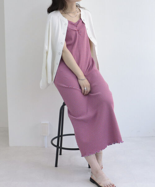 fredy emue（フレディエミュ）の「ボーダーリブタイトキャミワンピース（ワンピース・レディース・ホワイト系その他/グリーン系その他/パープル系その他/ピンク系その他・38）」の9枚目の写真