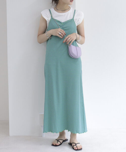 fredy emue（フレディエミュ）の「ボーダーリブタイトキャミワンピース（ワンピース・レディース・ホワイト系その他/グリーン系その他/パープル系その他/ピンク系その他・38）」の2枚目の写真