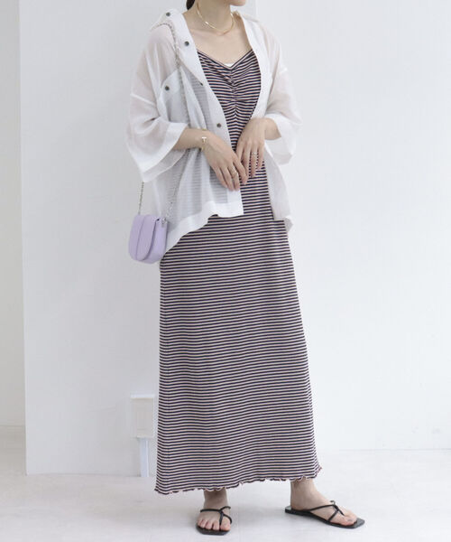 fredy emue（フレディエミュ）の「ボーダーリブタイトキャミワンピース（ワンピース・レディース・ホワイト系その他/グリーン系その他/パープル系その他/ピンク系その他・38）」の4枚目の写真