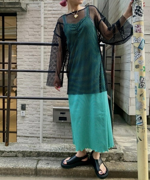 fredy emue（フレディエミュ）の「ボーダーリブタイトキャミワンピース（ワンピース・レディース・ホワイト系その他/グリーン系その他/パープル系その他/ピンク系その他・38）」の10枚目の写真