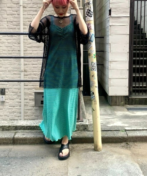 fredy emue（フレディエミュ）の「ボーダーリブタイトキャミワンピース（ワンピース・レディース・ホワイト系その他/グリーン系その他/パープル系その他/ピンク系その他・38）」の5枚目の写真