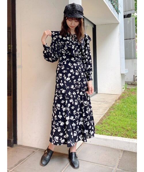 美品♡グランリボンワンピース ショルダーリボンティアードロングワンピース[kz686