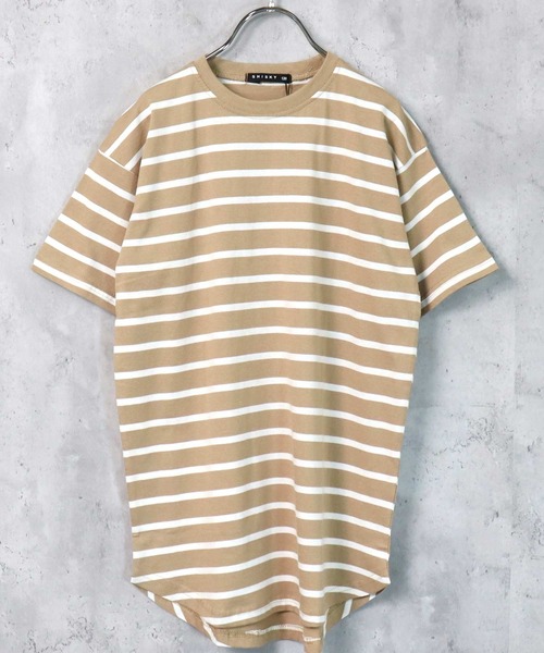 THE CASUAL（カジュアル）の「ビッグシルエット ボーダーワンピース キッズ（ワンピース・キッズ・ブラック/ベージュ/オフホワイト/杢グレー/チャコール/モカ/ベージュ系/グリーン/ブルー/ネイビー/ネイビー系/ラベンダー・110cm/120cm/130cm/140cm/150cm/160cm）」の7枚目の写真