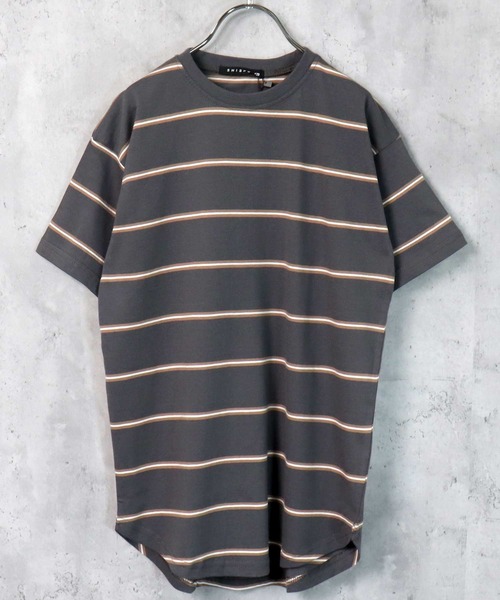 THE CASUAL（カジュアル）の「ビッグシルエット ボーダーワンピース キッズ（ワンピース・キッズ・ブラック/ベージュ/オフホワイト/杢グレー/チャコール/モカ/ベージュ系/グリーン/ブルー/ネイビー/ネイビー系/ラベンダー・110cm/120cm/130cm/140cm/150cm/160cm）」の5枚目の写真