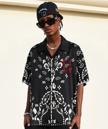 M.E.D.M | A'GEM/9 × .kom『M.E.D.M/エムイーディーエム』CASHEW FLOWER SHIRT/MEDM カシューフラワー バンダナ柄 半袖 開襟 シャツ(シャツ/ブラウス)