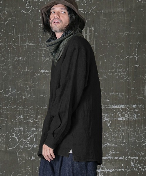 EGO TRIPPING(エゴトリッピング)の「ms5087- SLOPPY WOOLSHIRTS シャツ(シャツ/ブラウス・メンズ・ブラック/ベージュ・46/48)」の2枚目の写真