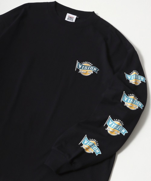 VISION STREET WEAR(ヴィジョンストリートウェア)の「VISION STREET WEAR/ヴィジョンストリートウエア オーバーサイズ ワンポイント刺繍 袖ロゴ 長袖Tシャツ(Tシャツ/カットソー・メンズ・ホワイト系その他/ブラック系その他/グレー系その他/ブルー系その他・M/L/LL)」の4枚目の写真