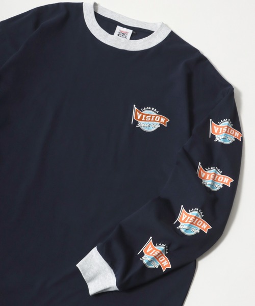VISION STREET WEAR(ヴィジョンストリートウェア)の「VISION STREET WEAR/ヴィジョンストリートウエア オーバーサイズ ワンポイント刺繍 袖ロゴ 長袖Tシャツ(Tシャツ/カットソー・メンズ・ホワイト系その他/ブラック系その他/グレー系その他/ブルー系その他・M/L/LL)」の2枚目の写真