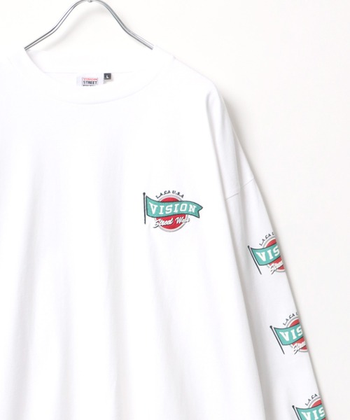 VISION STREET WEAR(ヴィジョンストリートウェア)の「VISION STREET WEAR/ヴィジョンストリートウエア オーバーサイズ ワンポイント刺繍 袖ロゴ 長袖Tシャツ(Tシャツ/カットソー・メンズ・ホワイト系その他/ブラック系その他/グレー系その他/ブルー系その他・M/L/LL)」の13枚目の写真