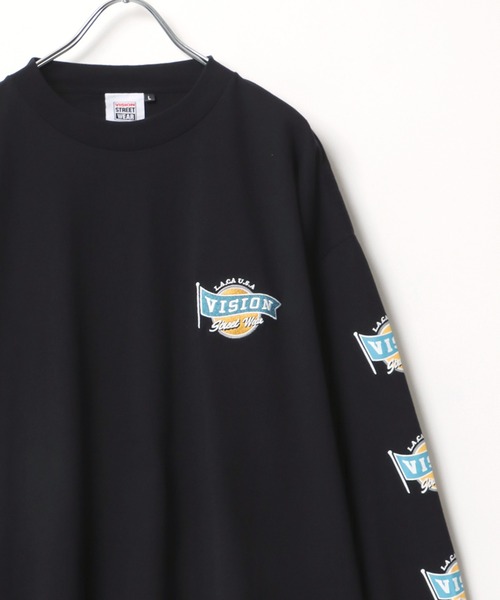 VISION STREET WEAR(ヴィジョンストリートウェア)の「VISION STREET WEAR/ヴィジョンストリートウエア オーバーサイズ ワンポイント刺繍 袖ロゴ 長袖Tシャツ(Tシャツ/カットソー・メンズ・ホワイト系その他/ブラック系その他/グレー系その他/ブルー系その他・M/L/LL)」の5枚目の写真
