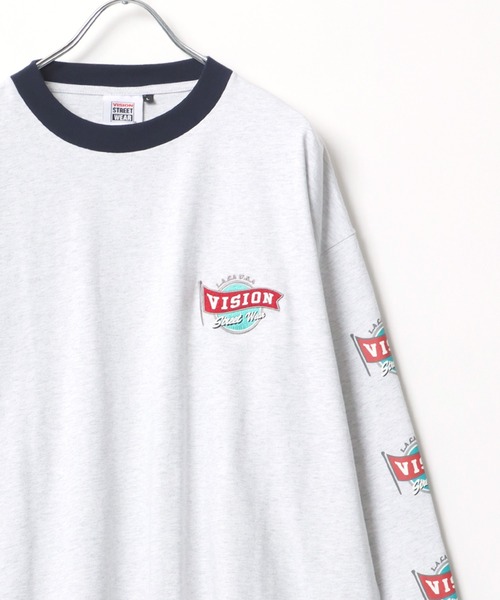 VISION STREET WEAR(ヴィジョンストリートウェア)の「VISION STREET WEAR/ヴィジョンストリートウエア オーバーサイズ ワンポイント刺繍 袖ロゴ 長袖Tシャツ(Tシャツ/カットソー・メンズ・ホワイト系その他/ブラック系その他/グレー系その他/ブルー系その他・M/L/LL)」の9枚目の写真