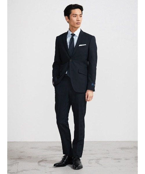 Perfect Suit FActory(パーフェクトスーツファクトリー)の「2釦セットアップスーツ【コレクション】シャドーチェック ブラック/ネイビー(スーツセット・メンズ・ブラック/ネイビー・A5/A6/AB5/AB6/AB8/Y5/Y4/Y6/A4)」の2枚目の写真