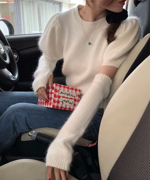 セール】【Jasmine】アームウォーマーニットトップスセット（ニット