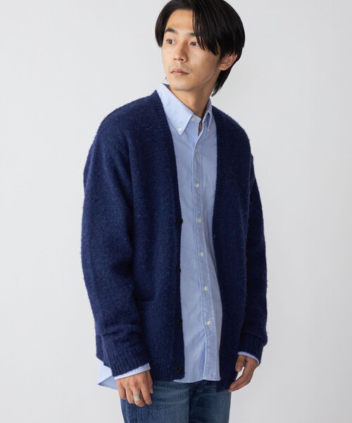 SHIPS（シップス）の「*SHIPS: 〈シェットランドタイプ〉 ウール シャギードッグ ニット カーディガン（カーディガン/ボレロ・メンズ・ブラック/グリーン/グレー/アイボリー/ラベンダー/コバルトブルー・SMALL/X-LARGE/MEDIUM/LARGE）」の5枚目の写真