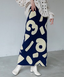 ヌメラルアートニットスカート/ナロースカート