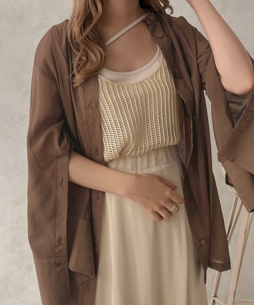 apres jour clair（アプレジュールクレア）の「【apres jour clair】スリットスリーブチュニックシャツ【ZOZOTOWN限定アイテム】（シャツ/ブラウス・レディース・アイボリー/ベージュ/ブラウン系その他・X-LARGE/フリー）」の12枚目の写真