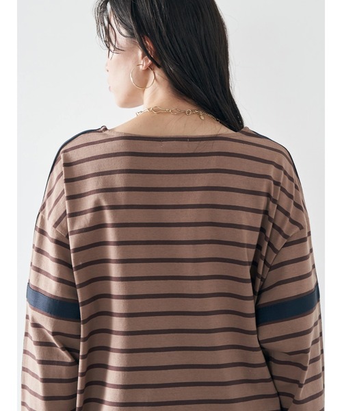 earth music&ecology（アースミュージックアンドエコロジー）の「カラーパイピングボーダープルオーバー（Tシャツ/カットソー・レディース・ブラウン/グレー/グリーン/アイボリー・FREE）」の13枚目の写真