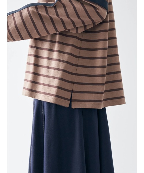 earth music&ecology（アースミュージックアンドエコロジー）の「カラーパイピングボーダープルオーバー（Tシャツ/カットソー・レディース・ブラウン/グレー/グリーン/アイボリー・FREE）」の15枚目の写真