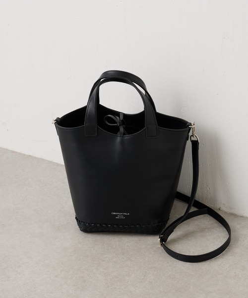 BEARDSLEY（ビアズリー）の「《CHIRISTIAN VILLA》レザートートバッグ（ショルダーバッグ・レディース・ブラック/グリーン・FREE）」の2枚目の写真