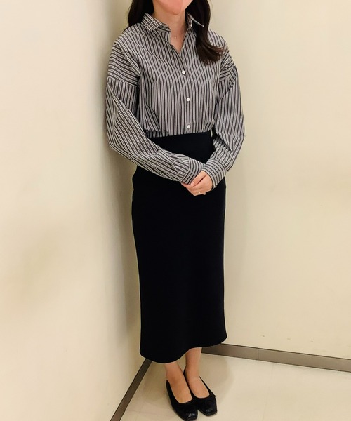 TOKYO SHIRTS（トウキョウシャツ）の「形態安定ノーアイロン BIGシルエット カジュアル長袖シャツ（シャツ/ブラウス・レディース・グレー・FREE）」の7枚目の写真