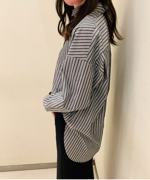 TOKYO SHIRTS（トウキョウシャツ）の「形態安定ノーアイロン BIGシルエット カジュアル長袖シャツ（シャツ/ブラウス・レディース・グレー・FREE）」の8枚目の写真