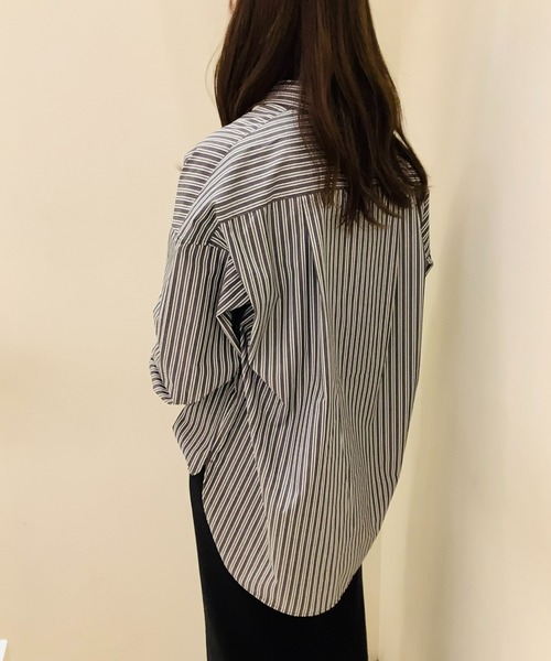 TOKYO SHIRTS（トウキョウシャツ）の「形態安定ノーアイロン BIGシルエット カジュアル長袖シャツ（シャツ/ブラウス・レディース・グレー・FREE）」の9枚目の写真