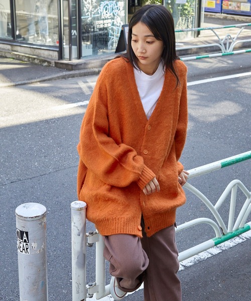 モヘアライクカラーリングニットオーバールーズカーディガン