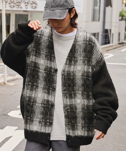 amu amu モヘアステッチカーディガン　ニット amuamu