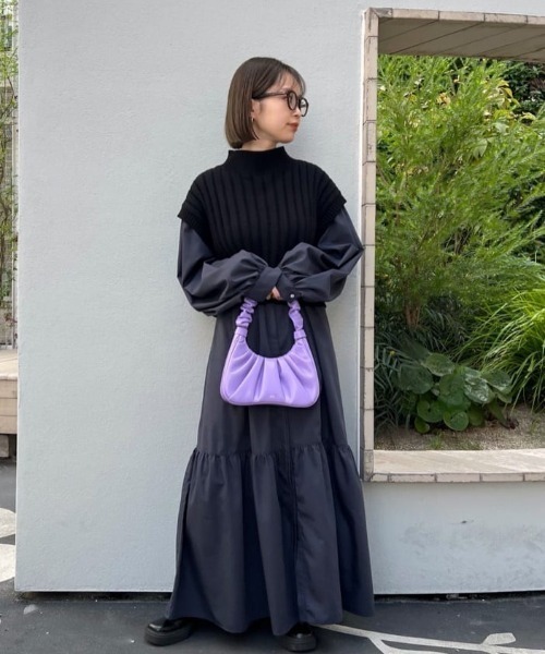 ブラックweb限定カラー ベスト付きシャツワンピース ワンピース ワンピース ドレス Rose Bud ワンピース Bud ローズバッド のファッション