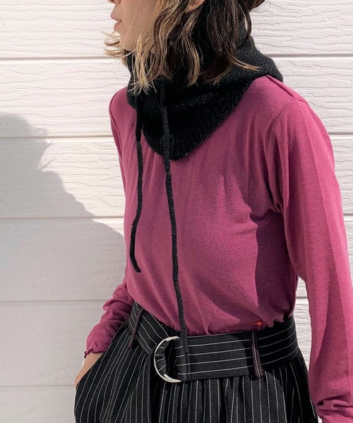 Q（キュー）の「バラクラバフードウォーマー（ネックウォーマー/スヌード・レディース・ブラック/ライトグレー・ONE SIZE）」の7枚目の写真