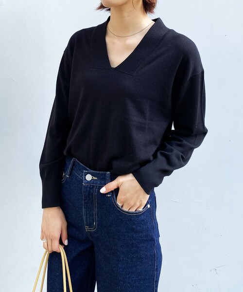 OPAQUE.CLIP（オペークドットクリップ）の「◆【Filivivi/フィルビビ】FOLCO デザインVネックニット（ニット/セーター・レディース・ホワイト系/ネイビー系5/サンドベージュ/ブラック・38/36/40/42）」の14枚目の写真