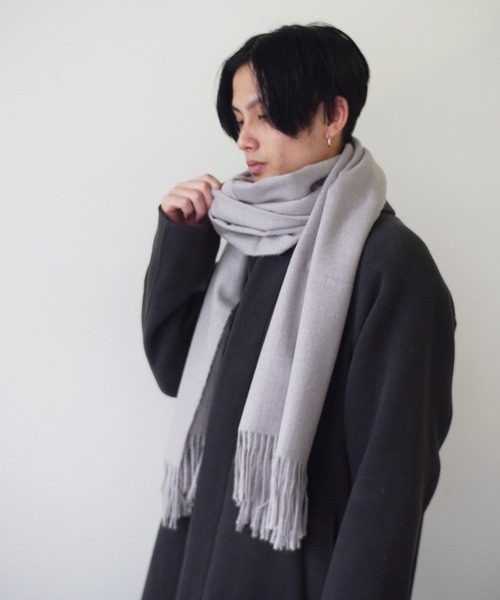 Port（ポート）の「大判 無地 マフラー（マフラー・メンズ・ブラック/ブルー/グレー/ネイビー・FREE）」の2枚目の写真