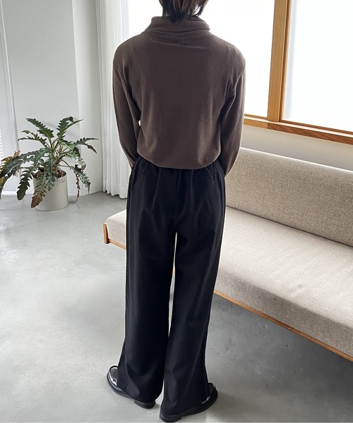 Amourire（アムリール）の「テレコハイネックプルオーバー（Tシャツ/カットソー・レディース・ベージュ/グリーン/ブラウン/ブラック・M/L）」の6枚目の写真