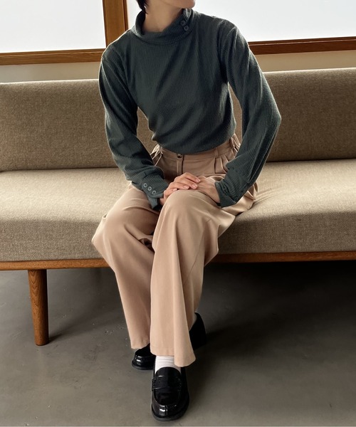 Amourire（アムリール）の「テレコハイネックプルオーバー（Tシャツ/カットソー・レディース・ベージュ/グリーン/ブラウン/ブラック・M/L）」の12枚目の写真