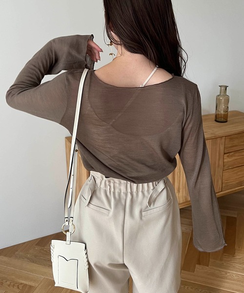 CAPRICIEUX LE'MAGE（カプリシューレマージュ）の「ソフトシアーTシャツ（Tシャツ/カットソー・レディース・ホワイト/ブラウン/ブラック/グレイッシュベージュ・FREE）」の16枚目の写真