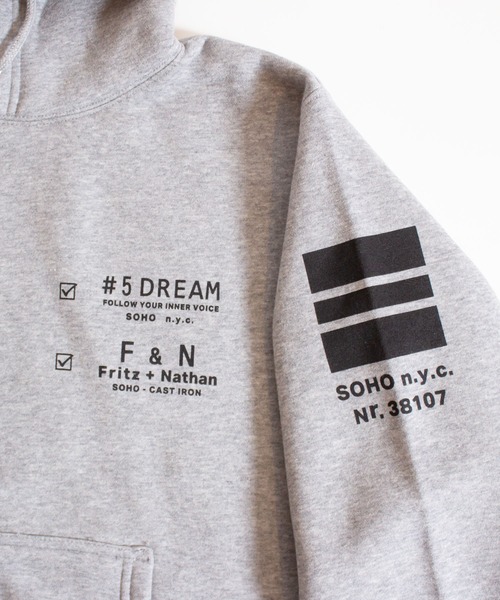 ALL ORDINARIES（オールオーディナリーズ）の「【＃5 DREAM（ナンバーファイブドリーム）】#5 UNKNOWNS 裏起毛プルパーカー（パーカー・メンズ・ブラック/杢グレー/バーガンディー・L/M/XL）」の11枚目の写真