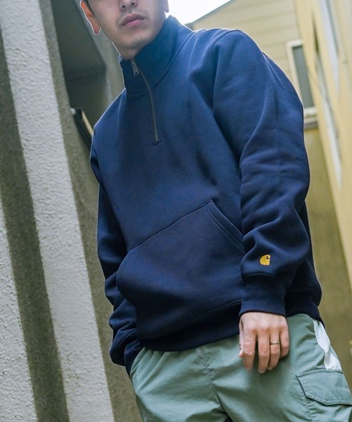 Carhartt WIP HALF ZIP AMERICAN SCRIPT - Sweatshirt - black CARHARTT WIP カーハート HALF ZIP AMERICAN SCRIPT SWEATSHIRT ハーフジップ アメリカン スクリプト スウェットシャツ 裏起毛 トレーナー カジュアル GREY HEATHER グレー I027014V6XX