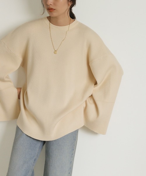 select MOCA(セレクトモカ)の「オープンスリーブクルーネックトップス(Tシャツ/カットソー・レディース・ピンク/グレイッシュベージュ/アイボリー/ブラック・FREE)」の14枚目の写真